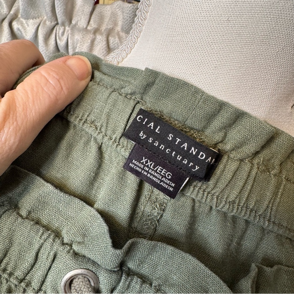 Sage Green Relaxed Fit Trousers with Adjustable Waist Size 2X - Picture 9 of 10